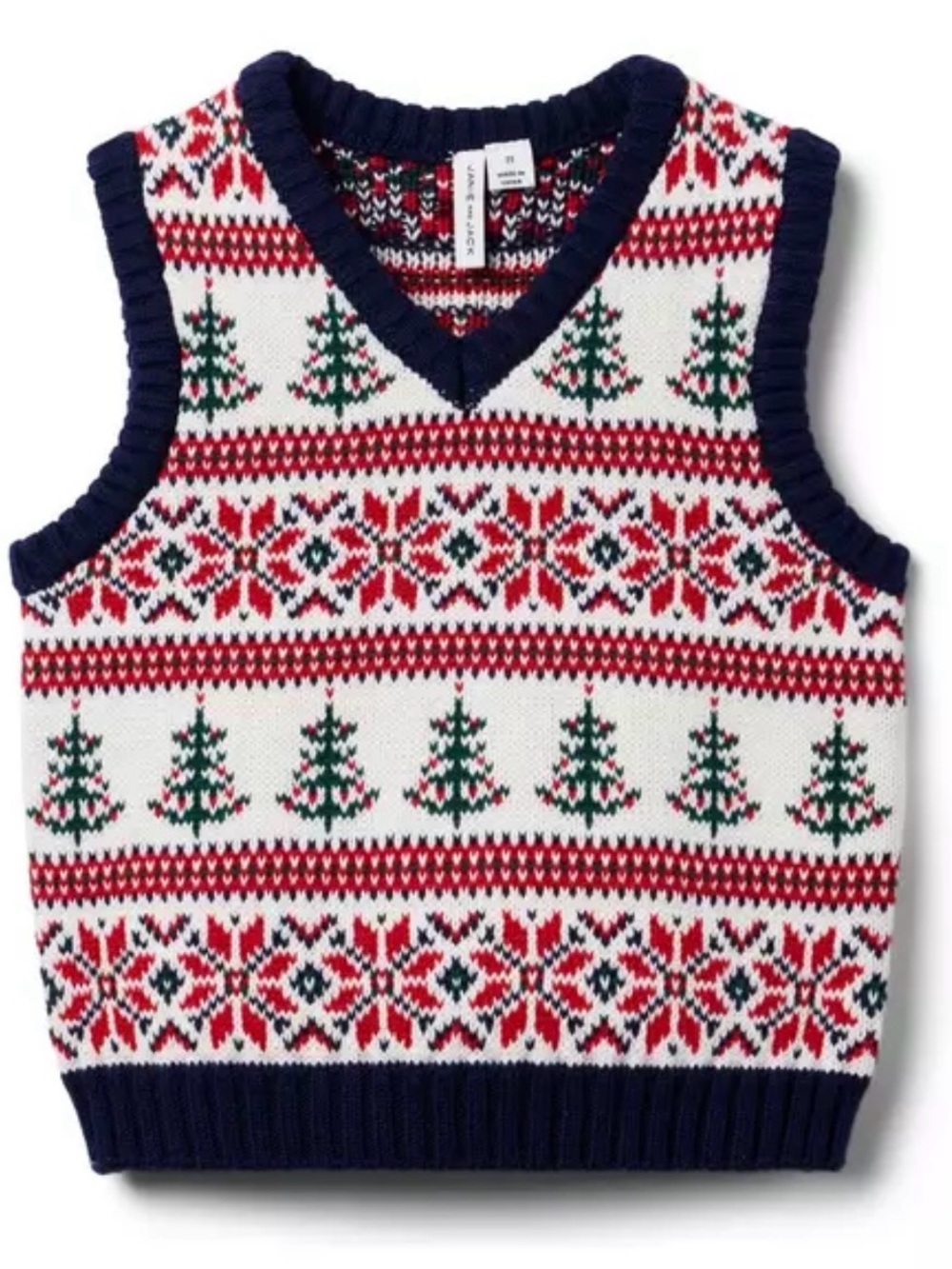 JANIE and JACK Cream and Sugar Fair Isle Christmas Sweater Vest - 5